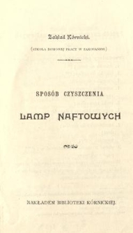 Sposób czyszczenia lamp naftowych