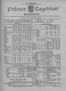 Posener Tageblatt. Handelsblatt 1902.08.22 Jg.41