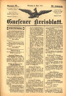 Gnesener Kreisblatt 1913.04.16 Jg.62 Nr31