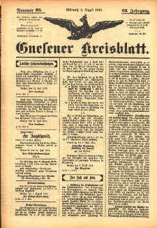 Gnesener Kreisblatt 1913.08.06 Jg.62 Nr63