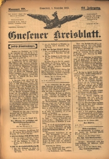 Gnesener Kreisblatt 1913.11.01 Jg.62 Nr88
