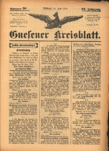 Gnesener Kreisblatt 1914.06.24 Jg.63 Nr50