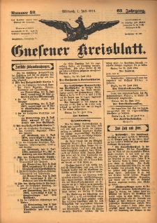 Gnesener Kreisblatt 1914.07.01 Jg.63 Nr52