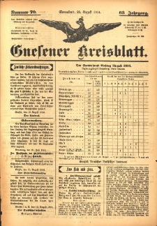 Gnesener Kreisblatt 1914.08.22 Jg.63 Nr70