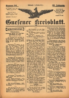 Gnesener Kreisblatt 1914.10.07 Jg.63 Nr84