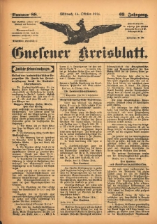 Gnesener Kreisblatt 1914.10.14 Jg.63 Nr88