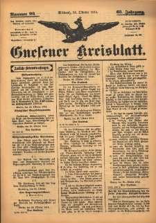Gnesener Kreisblatt 1914.10.28 Jg.63 Nr92