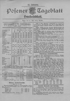 Posener Tageblatt. Handelsblatt 1904.05.21 Jg.42