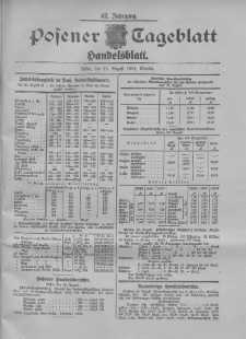 Posener Tageblatt. Handelsblatt 1904.08.22 Jg.42