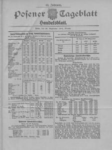 Posener Tageblatt. Handelsblatt 1904.09.29 Jg.42