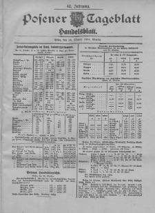 Posener Tageblatt. Handelsblatt 1904.10.24 Jg.42