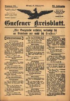 Gnesener Kreisblatt 1915.02.17 Jg.64 Nr14