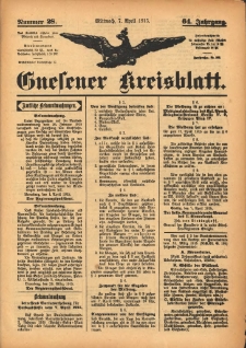 Gnesener Kreisblatt 1915.04.07 Jg.64 Nr28
