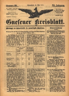 Gnesener Kreisblatt 1915.05.15 Jg.64 Nr38