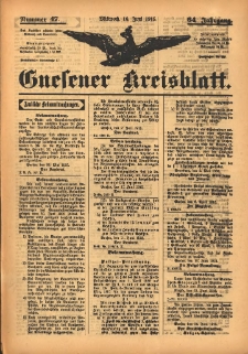 Gnesener Kreisblatt 1915.06.16 Jg.64 Nr47