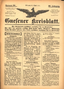 Gnesener Kreisblatt 1916. 04.26 Jg.65 Nr34