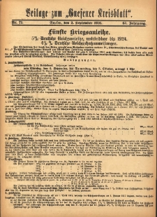 Beilage zum „Gnesener Kreisblatt” 1916.09.02 Nr71