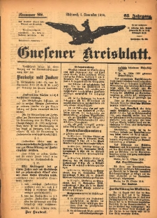 Gnesener Kreisblatt 1916.11.01 Jg.65 Nr88