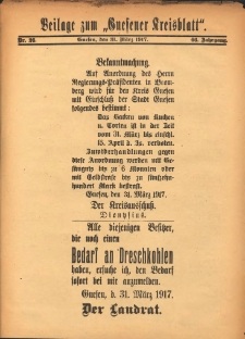 Beilage zum „Gnesener Kreisblatt” 1917.03.31 Nr26