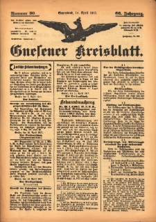 Gnesener Kreisblatt 1917.04.14 Jg.66 Nr30