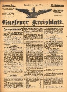 Gnesener Kreisblatt 1917.08.11 Jg.66 Nr64