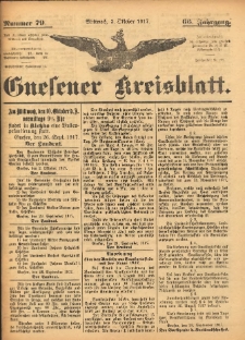 Gnesener Kreisblatt 1917.10.03 Jg.66 Nr79