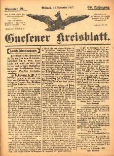Gnesener Kreisblatt 1917.11.14 Jg.66 Nr91