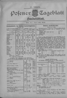 Posener Tageblatt. Handelsblatt 1906.04.02 Jg.45