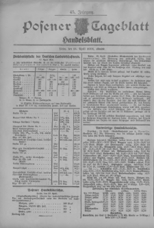 Posener Tageblatt. Handelsblatt 1906.04.28 Jg.45