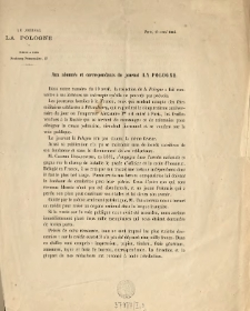 Aux abonnés et correspondants du journal La Pologne [Inc.: Dans notre numéro du 10 avril, la rédaction de la Pologne a fait connaître à ses lecteurs un mécompte qu'elle...]