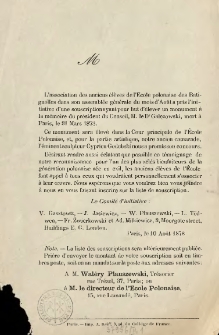 [Zawiadomienie Inc.:] "M L'association des anciens élèves de l'École polonaise des Batignolles dans son ..."