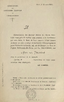 [Zaproszenie Inc.:] " L'Association des Anciens Elèves de l'Ecole Polonaise vous prie de vouloir bien assister ..."