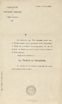 [Zawiadomienie Inc.:] "La conférence que Th. Szretter devait faire, le 30 mai courant, sous la présidence de Fl. Trawiński ...