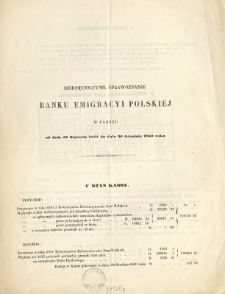 Dziesięcioletnie sprawozdanie Banku Emigracyi Polskiej w Paryżu od dnia 12 stycznia 1851 do dnia 30 grudnia 1860 roku
