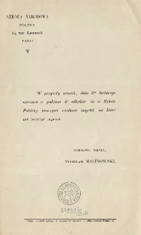 [Zaproszenie Inc.:] " W przyszły wtorek, dnia 5go bieżącego miesiąca o godzinie 2ej odbędzie się w Szkole Polskiej ..."