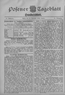 Posener Tageblatt. Handelsblatt 1912.09.10 Jg.51