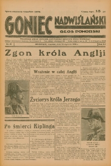 Goniec Nadwiślański: Głos Pomorski: Niezależne pismo poranne, poświęcone sprawom stanu średniego 1936.01.23 R.12 Nr18