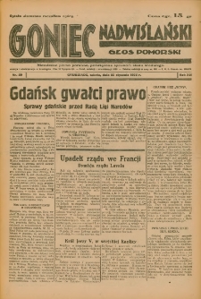 Goniec Nadwiślański: Głos Pomorski: Niezależne pismo poranne, poświęcone sprawom stanu średniego 1936.01.25 R.12 Nr20