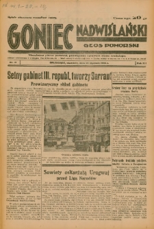 Goniec Nadwiślański: Głos Pomorski: Niezależne pismo poranne, poświęcone sprawom stanu średniego 1936.01.26 R.12 Nr21
