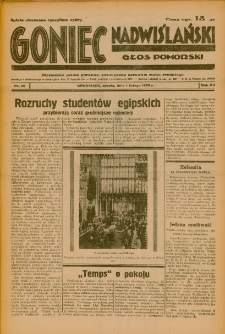 Goniec Nadwiślański: Głos Pomorski: Niezależne pismo poranne, poświęcone sprawom stanu średniego 1936.02.01 R.12 Nr26