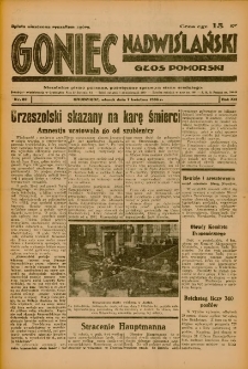 Goniec Nadwiślański: Głos Pomorski: Niezależne pismo poranne, poświęcone sprawom stanu średniego 1936.04.07 R.12 Nr82