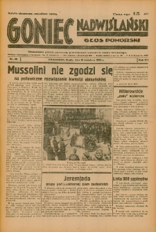 Goniec Nadwiślański: Głos Pomorski: Niezależne pismo poranne, poświęcone sprawom stanu średniego 1936.04.15 R.12 Nr88