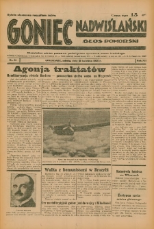 Goniec Nadwiślański: Głos Pomorski: Niezależne pismo poranne, poświęcone sprawom stanu średniego 1936.04.18 R.12 Nr91