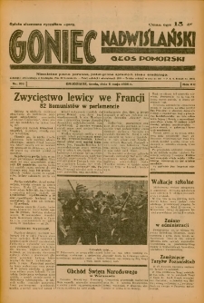 Goniec Nadwiślański: Głos Pomorski: Niezależne pismo poranne, poświęcone sprawom stanu średniego 1936.05.06 R.12 Nr106