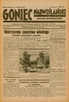 Goniec Nadwiślański: Głos Pomorski: Niezależne pismo poranne, poświęcone sprawom stanu średniego 1936.05.13 R.12 Nr112