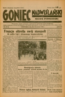 Goniec Nadwiślański: Głos Pomorski: Niezależne pismo poranne, poświęcone sprawom stanu średniego 1936.06.24 R.12 Nr145