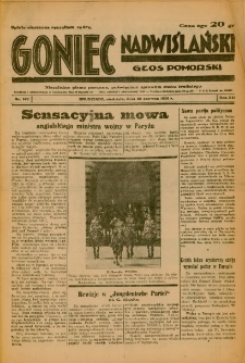 Goniec Nadwiślański: Głos Pomorski: Niezależne pismo poranne, poświęcone sprawom stanu średniego 1936.06.28 R.12 Nr149
