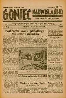 Goniec Nadwiślański: Głos Pomorski: Niezależne pismo poranne, poświęcone sprawom stanu średniego 1936.07.09 R.12 Nr157