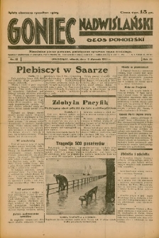 Goniec Nadwiślański: Głos Pomorski: Niezależne pismo poranne, poświęcone sprawom stanu średniego 1935.01.15 R.11 Nr12