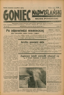 Goniec Nadwiślański: Głos Pomorski: Niezależne pismo poranne, poświęcone sprawom stanu średniego 1935.02.21 R.11 Nr43